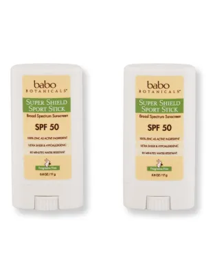 Babo Botanicals Super Shield Sport Stick Sunscreen SPF 50 2 Ct .6 oz