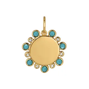 Goldbug Round Top Turquoise Pendant