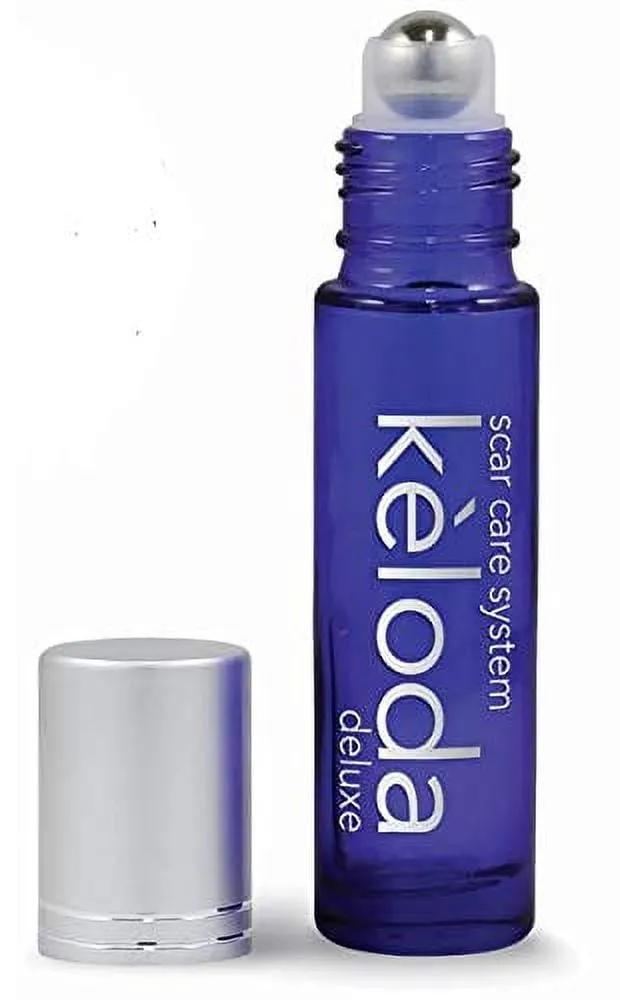 KELODA Deluxe Scar & Keloid Removal Oil & Massager, 0.33 oz | For Treatment of Surgical Scars and Piercing Keloids, Acne, Burns | With Coconut, Shea, Turmeric, Lavender, Helichrysum Oils and Vitamin E