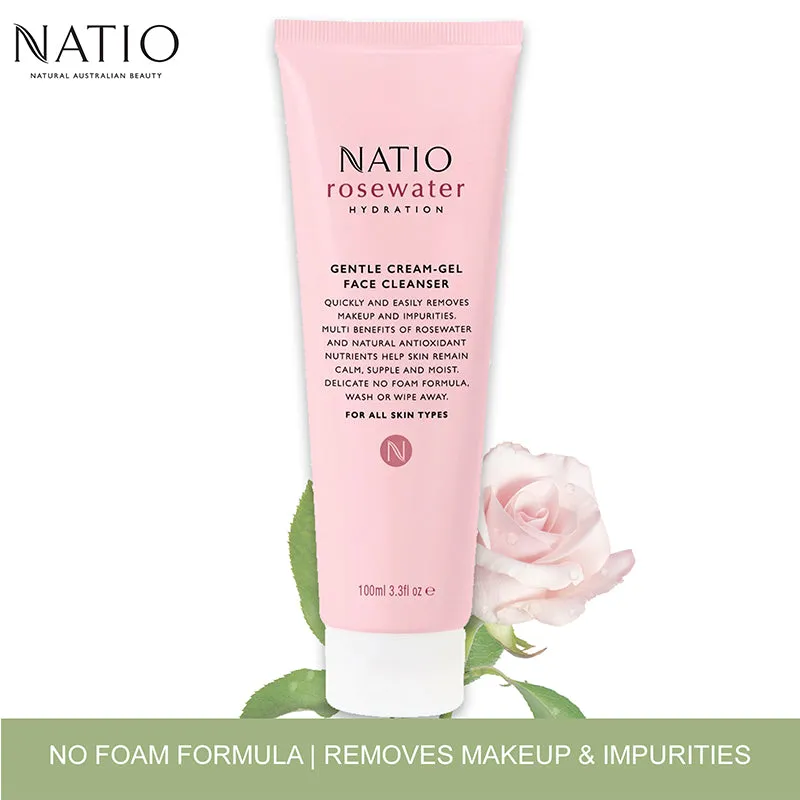 Natio Rosewater Hydration Gentle Cream-Gel Face Cleanser 100g