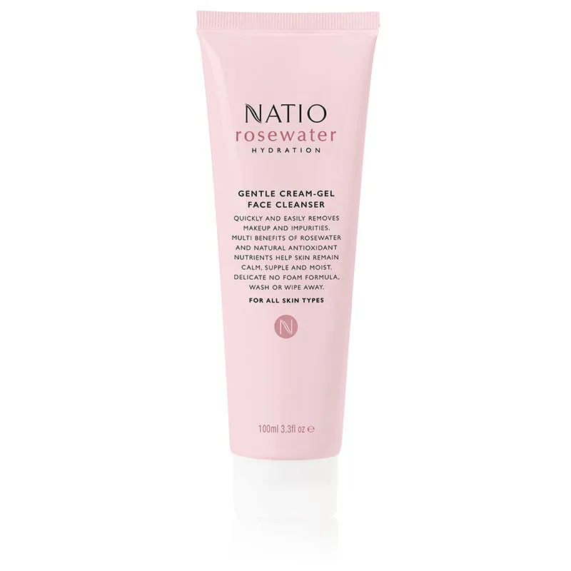 Natio Rosewater Hydration Gentle Cream-Gel Face Cleanser 100g