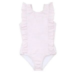 Pink Stripe Ruffle One Piece